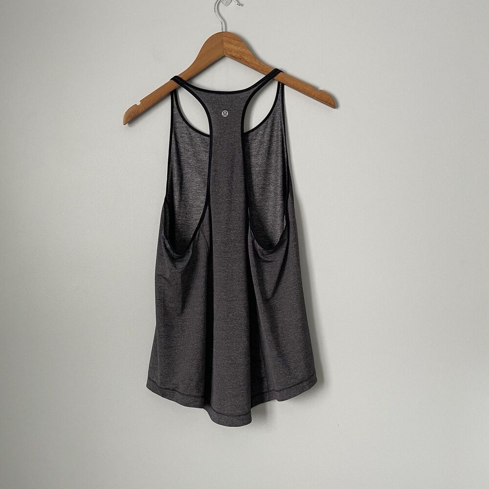 Lululemon My Race My Pace Racerback Tank Top Metallic Gray Black Trim Large - Picture 2 of 7